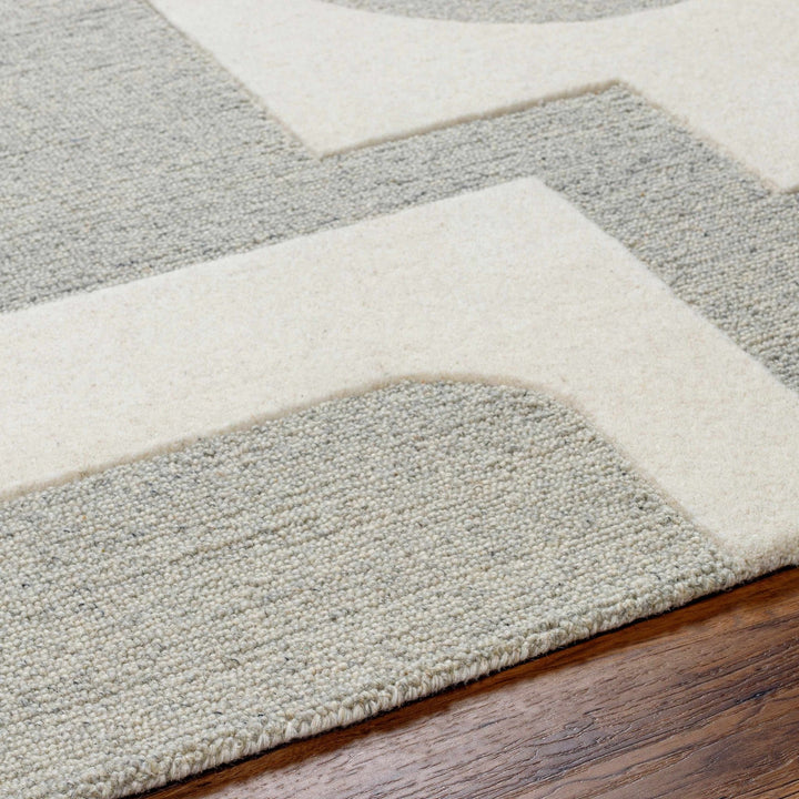 Adeja Contemporary Geometric Design Ivory And Gray Hand Tufted Wool Rug - The Rug Decor