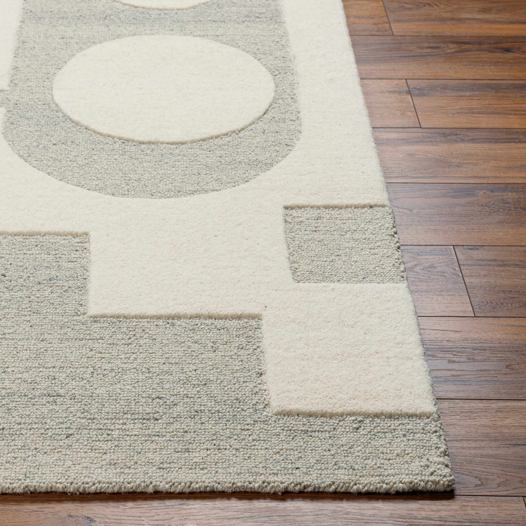 Adeja Contemporary Geometric Design Ivory And Gray Hand Tufted Wool Rug - The Rug Decor