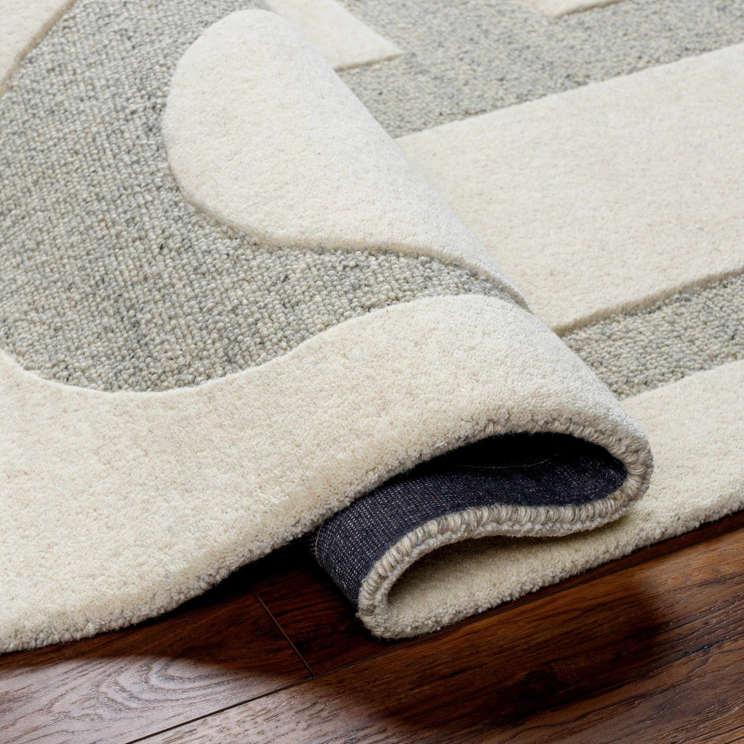 Adeja Contemporary Geometric Design Ivory And Gray Hand Tufted Wool Rug - The Rug Decor