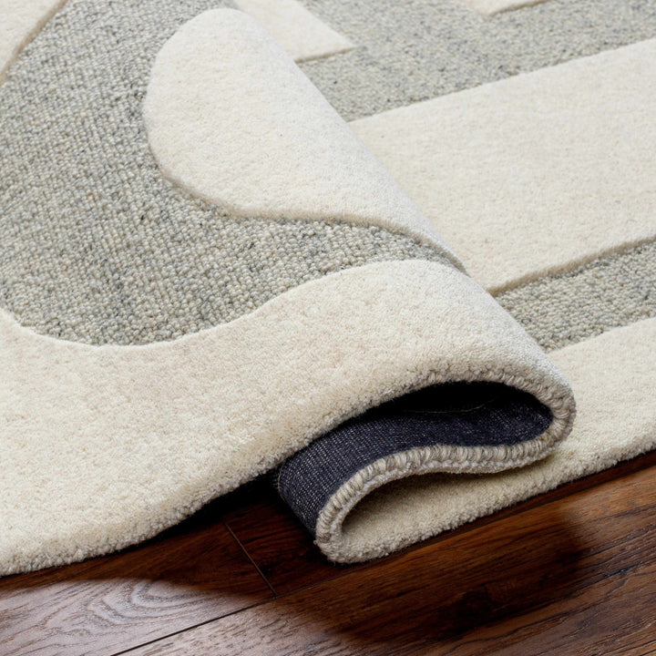 Adeja Contemporary Geometric Design Ivory And Gray Hand Tufted Wool Rug - The Rug Decor