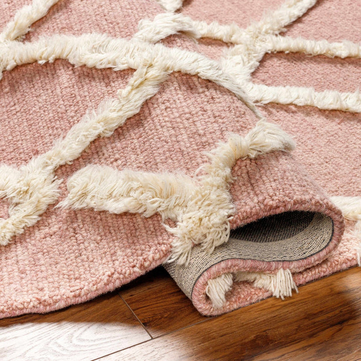 Adica Contemporary Pink And ivory Wool Rug - The Rug Decor