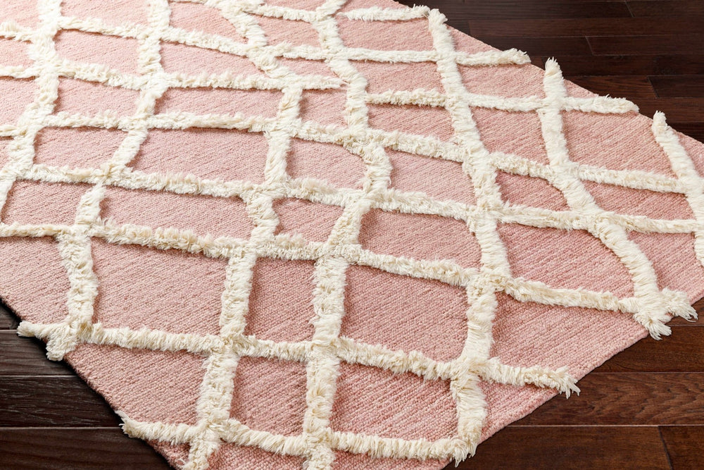 Adica Contemporary Pink And ivory Wool Rug - The Rug Decor