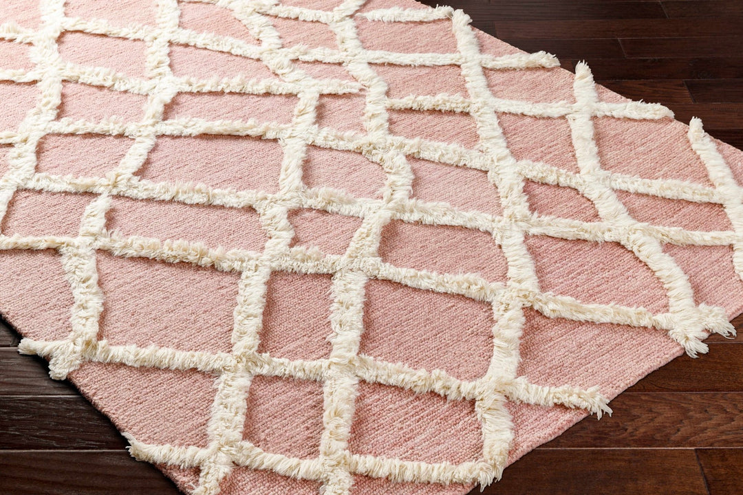 Adica Contemporary Pink And ivory Wool Rug - The Rug Decor