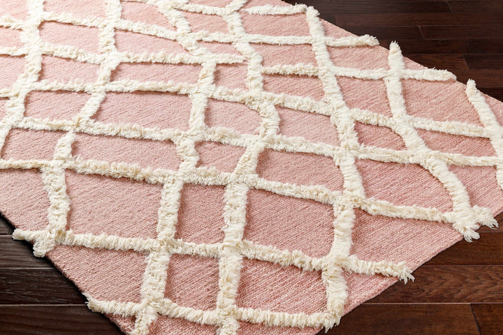Adica Contemporary Pink And ivory Wool Rug - The Rug Decor