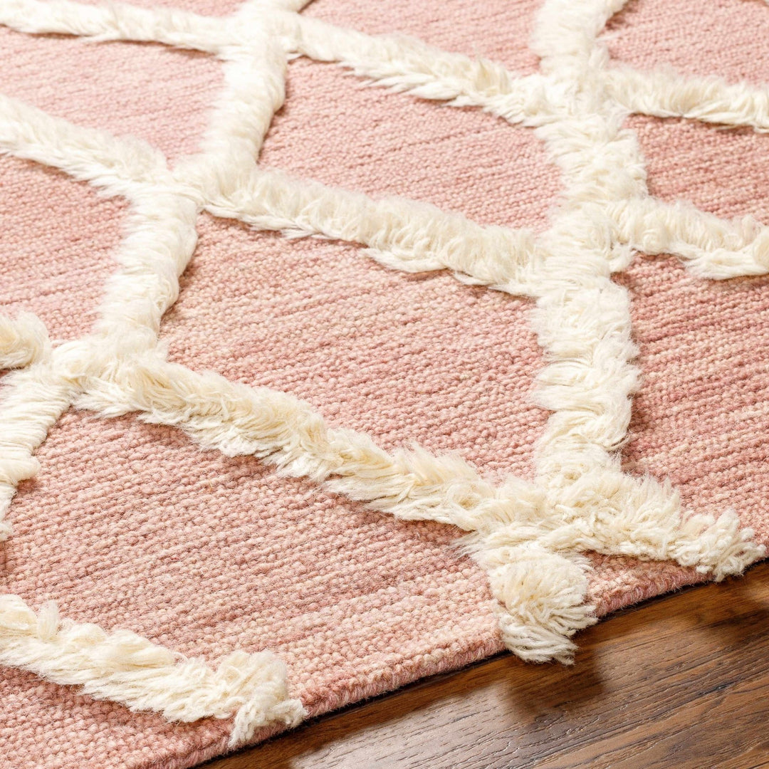 Adica Contemporary Pink And ivory Wool Rug - The Rug Decor
