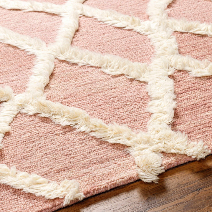 Adica Contemporary Pink And ivory Wool Rug - The Rug Decor
