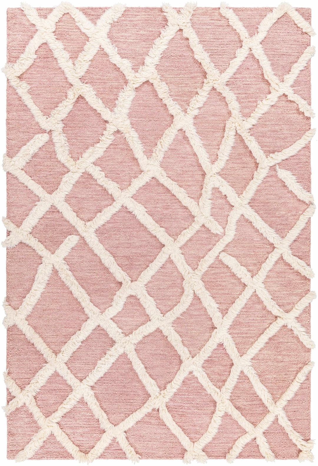 Adica Contemporary Pink And ivory Wool Rug - The Rug Decor