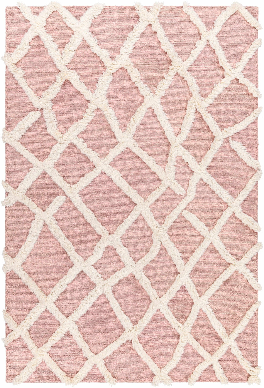 Adica Contemporary Pink And ivory Wool Rug - The Rug Decor