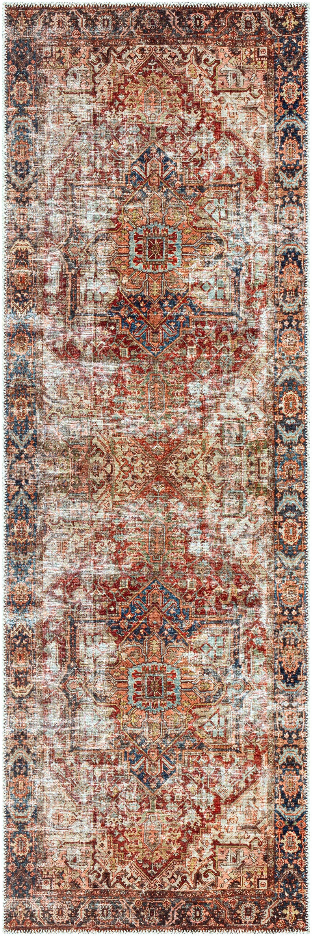 Adtugan Traditional Style Rust Washable Rug