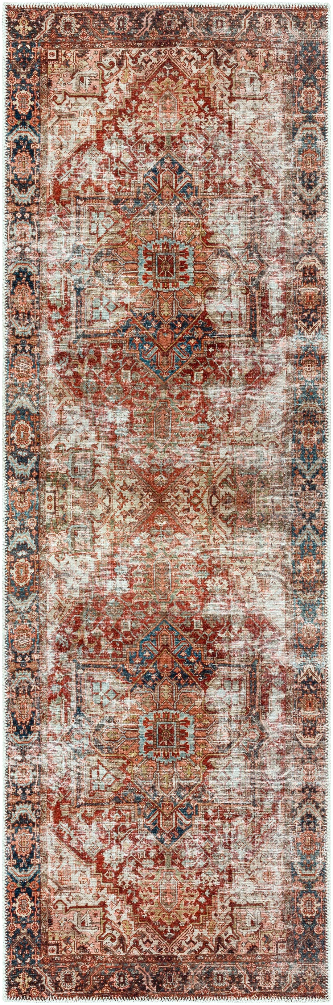 Adtugan Traditional Style Rust Washable Rug