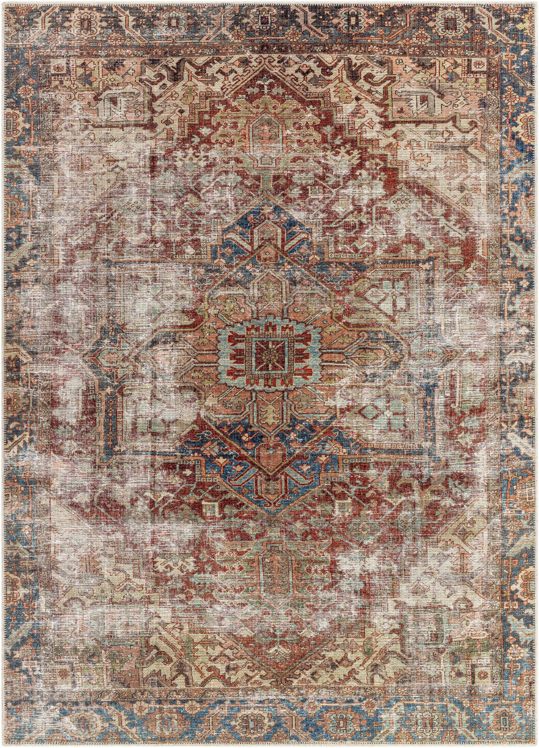 Adtugan Traditional Style Rust Washable Rug