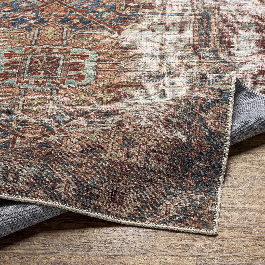 Adtugan Traditional Style Rust Washable Rug