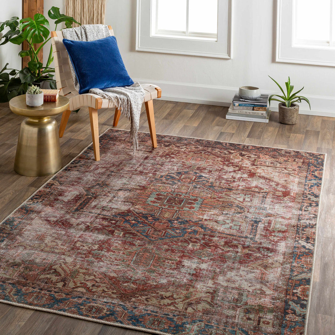 Adtugan Traditional Style Rust Washable Rug