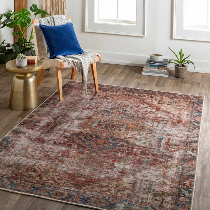 Adtugan Traditional Style Rust Washable Rug