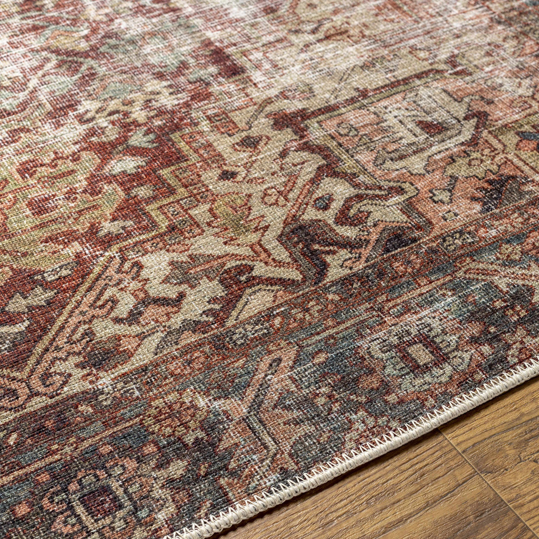 Adtugan Traditional Style Rust Washable Rug