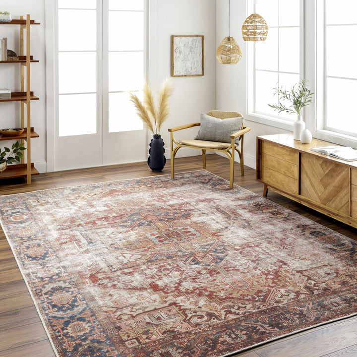Adtugan Traditional Style Rust Washable Rug