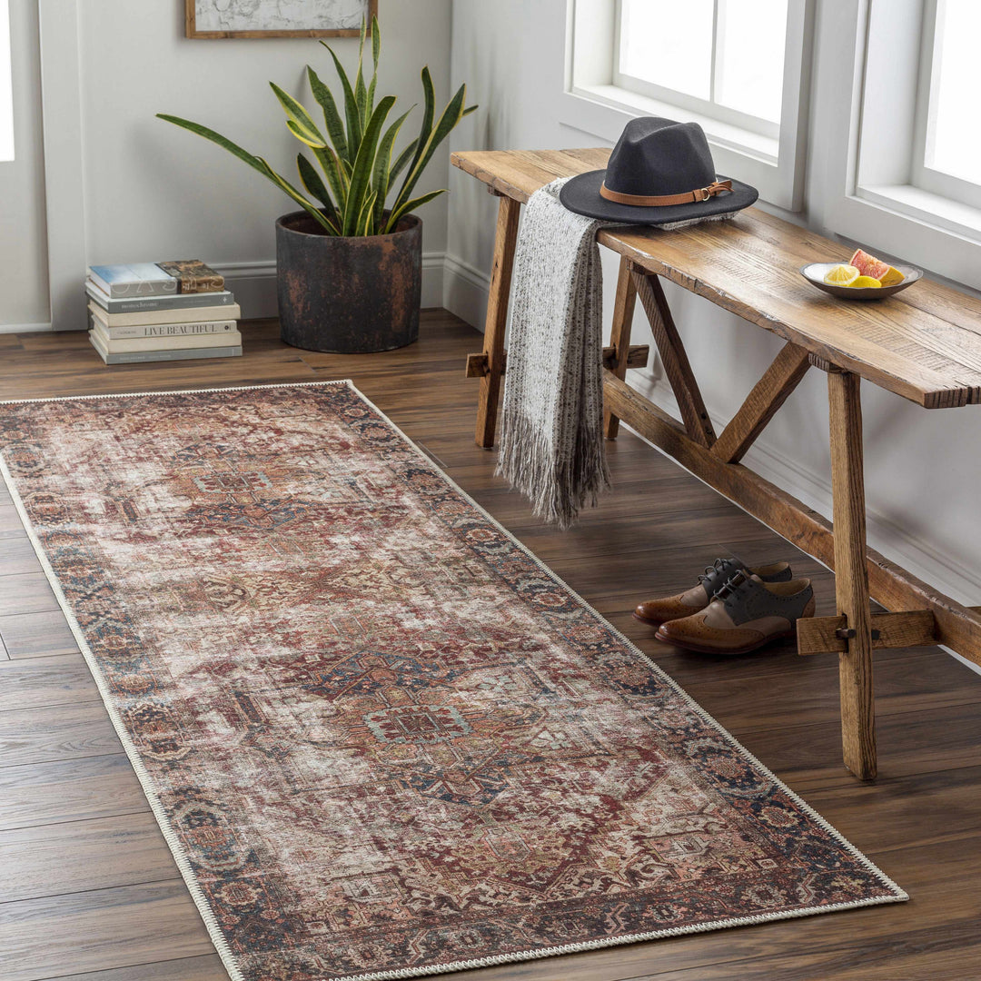Adtugan Traditional Style Rust Washable Rug