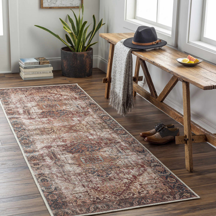 Adtugan Traditional Style Rust Washable Rug