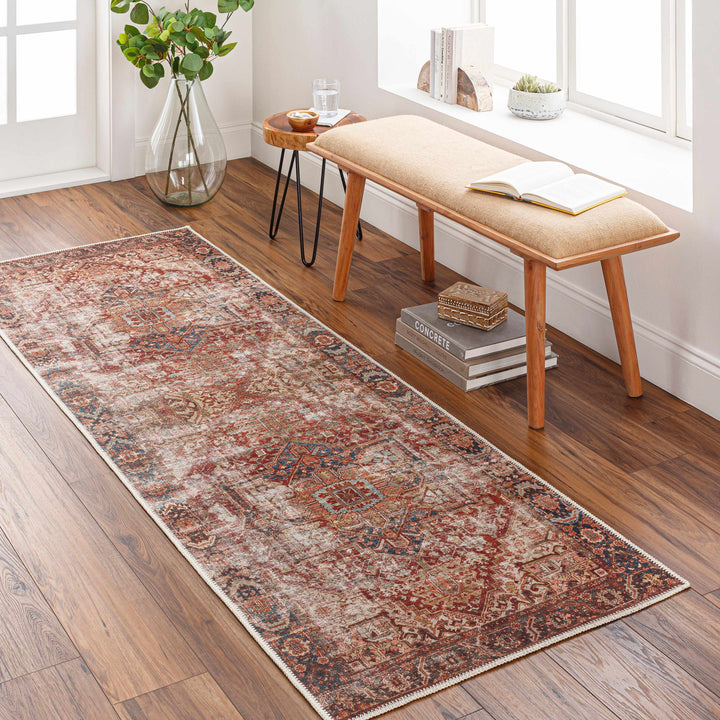 Adtugan Traditional Style Rust Washable Rug