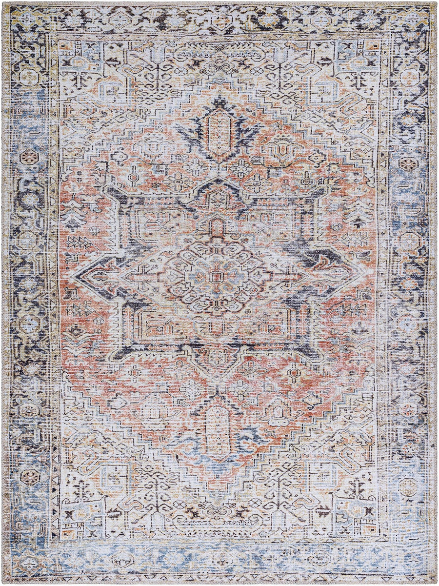 Aethwy Traditional Style Gray And Brown Washable Area Rug - The Rug Decor