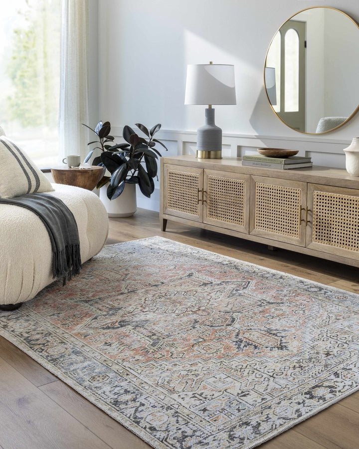 Aethwy Traditional Style Gray And Brown Washable Area Rug - The Rug Decor