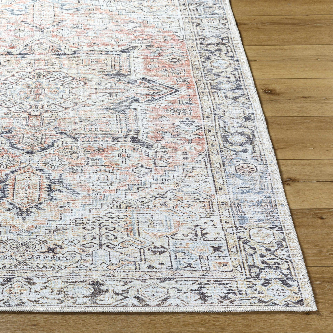 Aethwy Traditional Style Gray And Brown Washable Area Rug - The Rug Decor