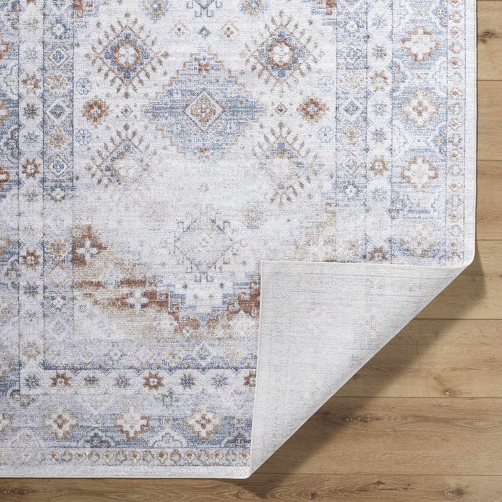 Agaton Traditional Style Ivory & Brown Washable Area Rug - The Rug Decor