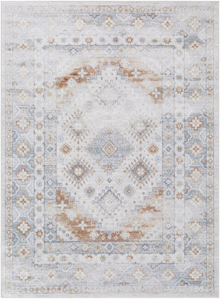 Agaton Traditional Style Ivory & Brown Washable Area Rug - The Rug Decor