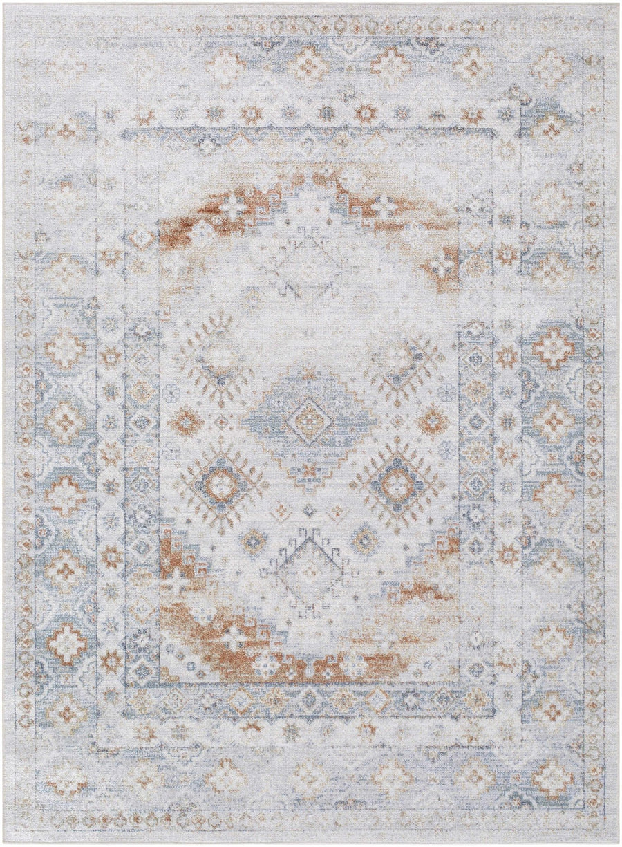 Agaton Traditional Style Ivory & Brown Washable Area Rug - The Rug Decor