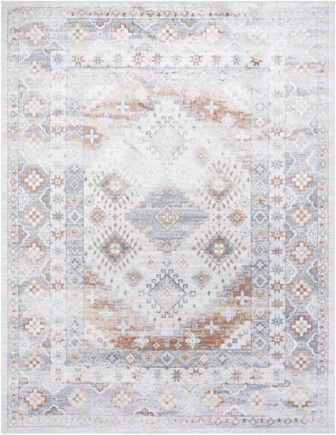 Agaton Traditional Style Ivory & Brown Washable Area Rug - The Rug Decor