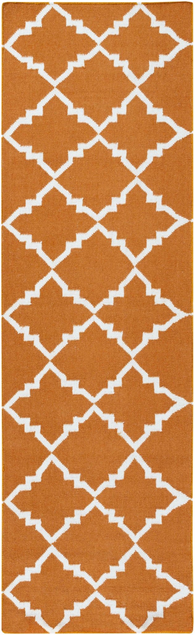 Aguilar Geometrical Orange And Ivory Rug - The Rug Decor