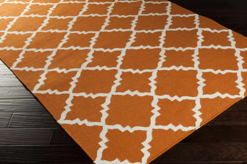 Aguilar Geometrical Orange And Ivory Rug - The Rug Decor