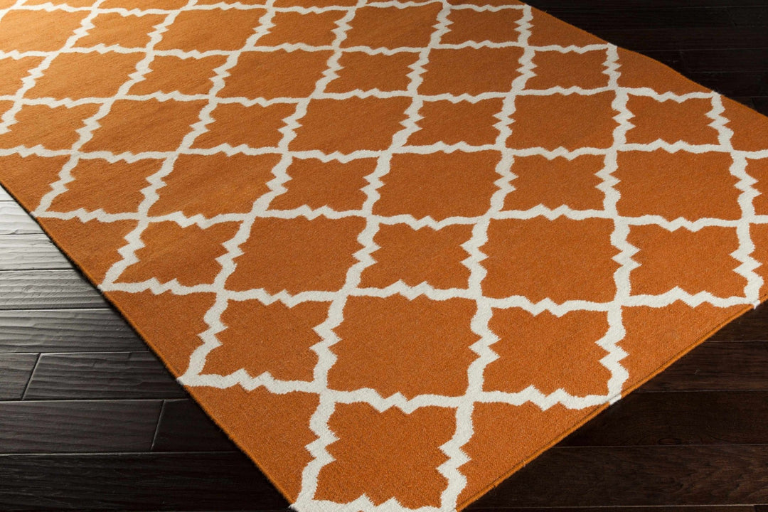 Aguilar Geometrical Orange And Ivory Rug - The Rug Decor