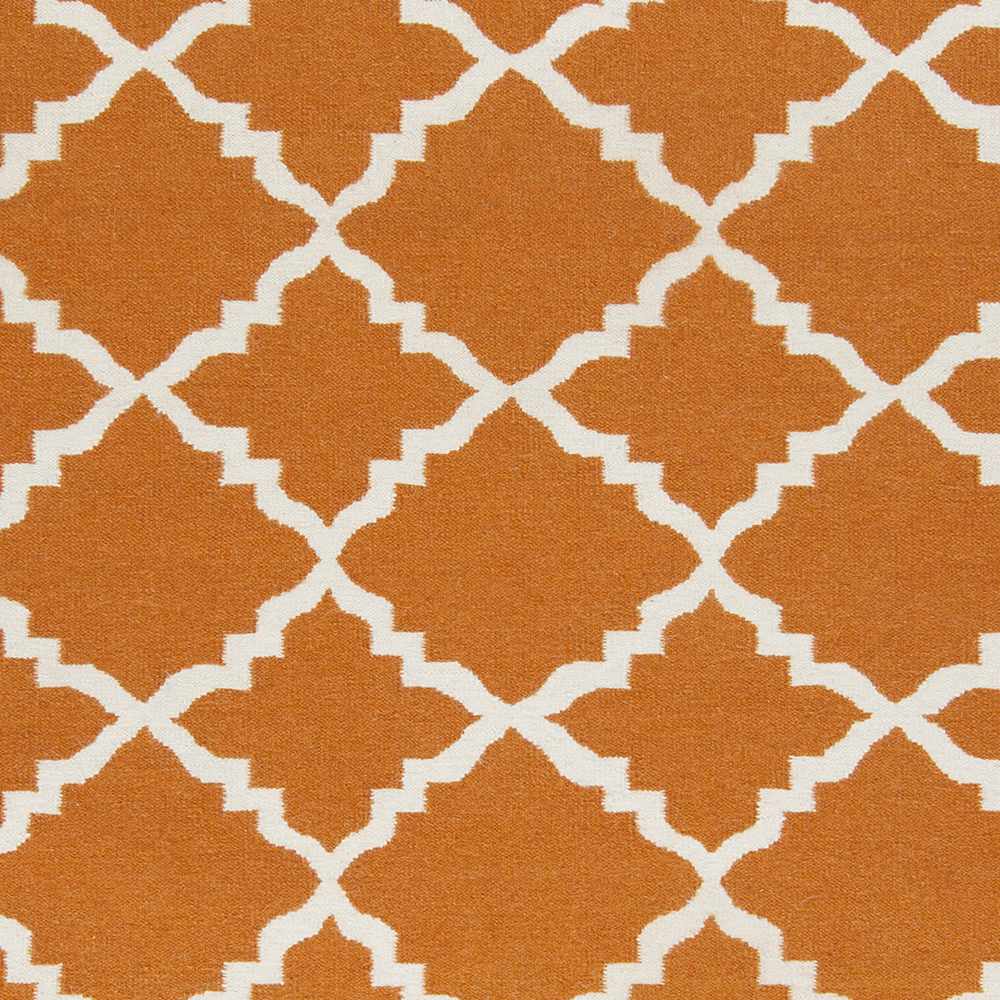 Aguilar Geometrical Orange And Ivory Rug - The Rug Decor