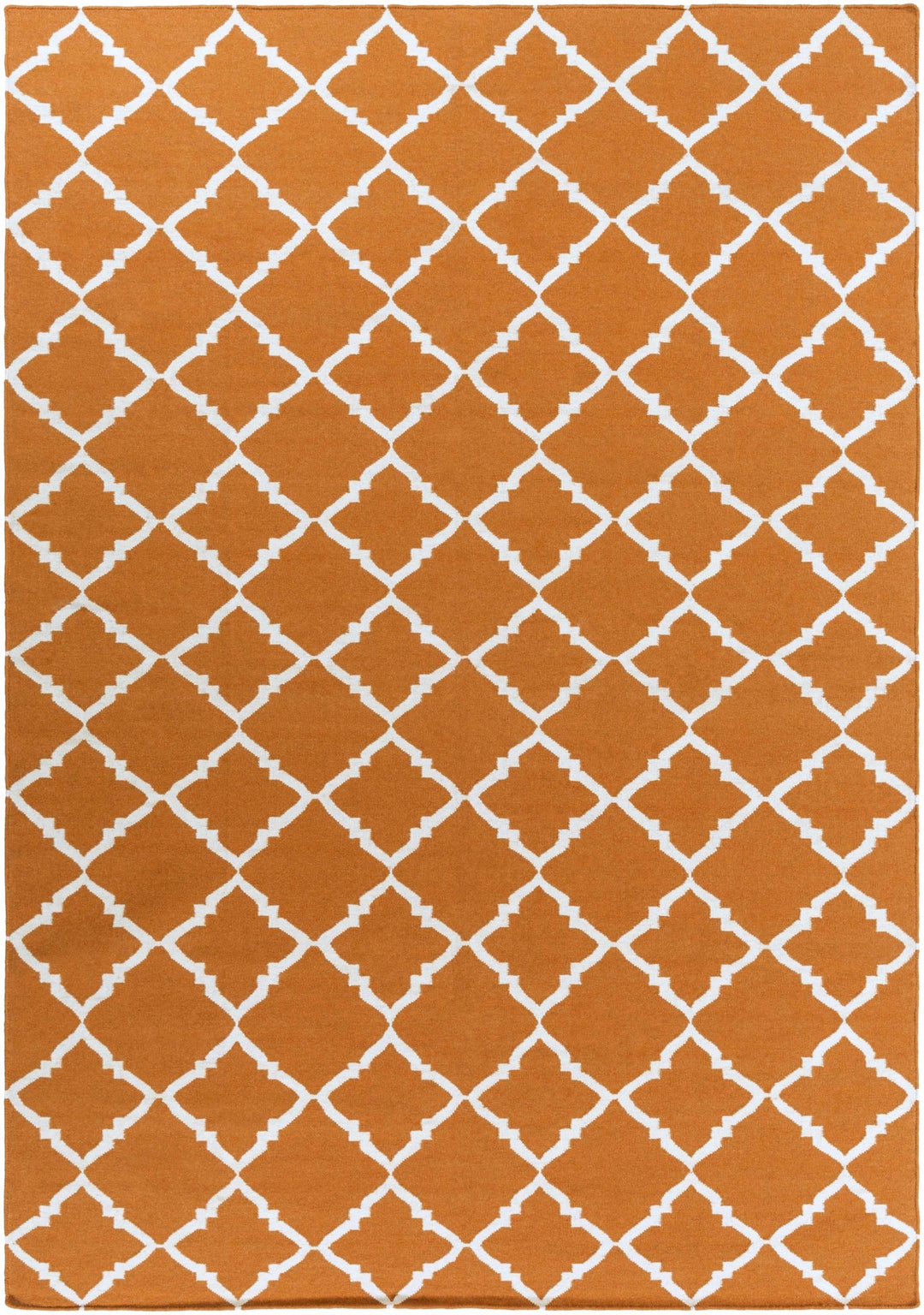 Aguilar Geometrical Orange And Ivory Rug - The Rug Decor