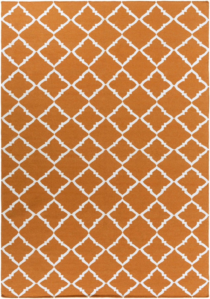 Aguilar Geometrical Orange And Ivory Rug - The Rug Decor