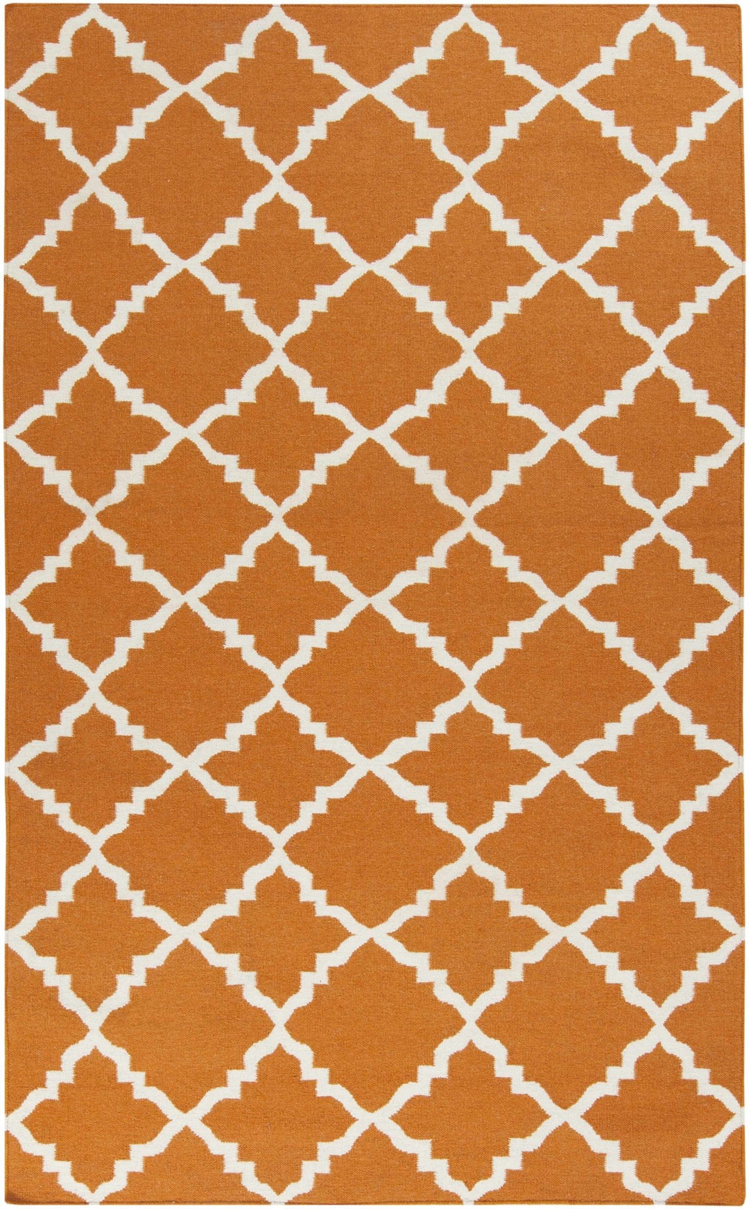Aguilar Geometrical Orange And Ivory Rug - The Rug Decor