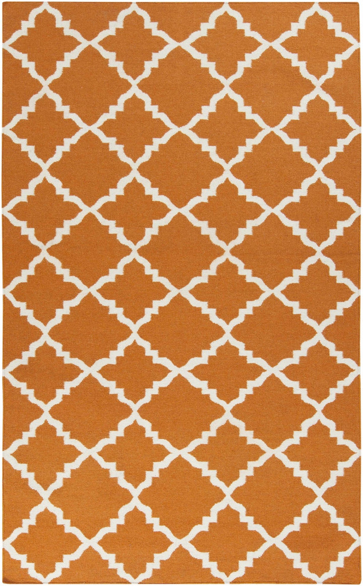 Aguilar Geometrical Orange And Ivory Rug - The Rug Decor