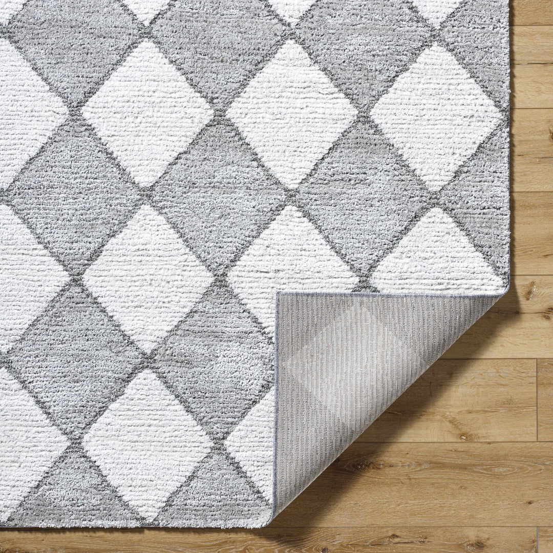 Aideen Geometical Design Ivory And Gray Shag Rug - The Rug Decor