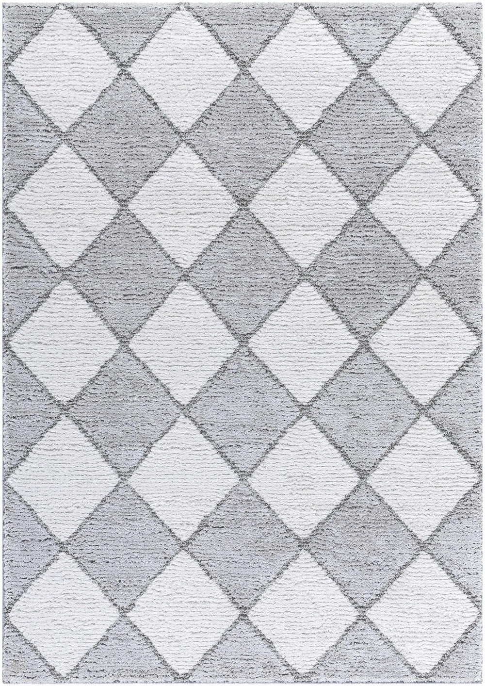 Aideen Geometical Design Ivory And Gray Shag Rug - The Rug Decor