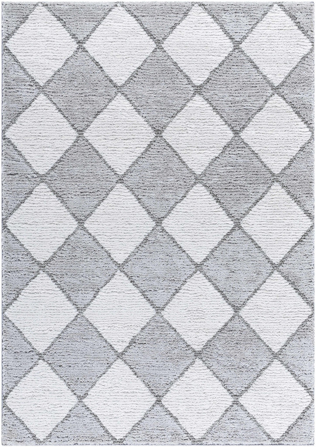 Aideen Geometical Design Ivory And Gray Shag Rug - The Rug Decor