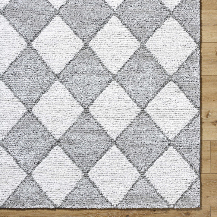 Aideen Geometical Design Ivory And Gray Shag Rug - The Rug Decor