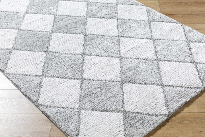Aideen Geometical Design Ivory And Gray Shag Rug - The Rug Decor