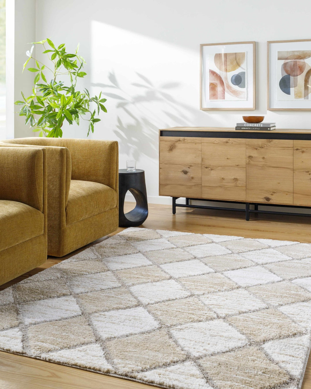Aideen Modern Design Cream Machine Woven Shag Rug - The Rug Decor