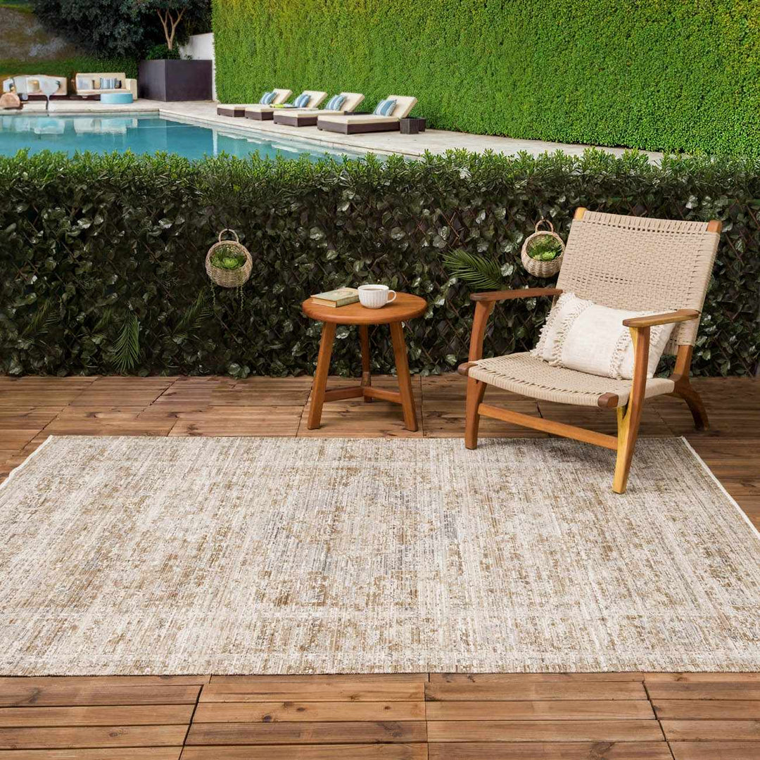 Aistys Washable Beige And Brown Machine Woven Outdoor Rug - The Rug Decor