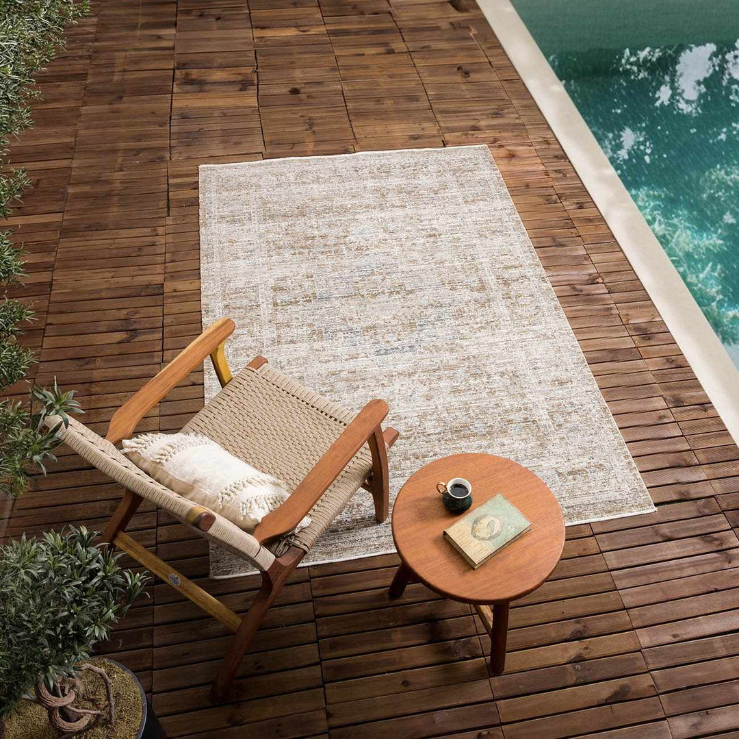 Aistys Washable Beige And Brown Machine Woven Outdoor Rug - The Rug Decor