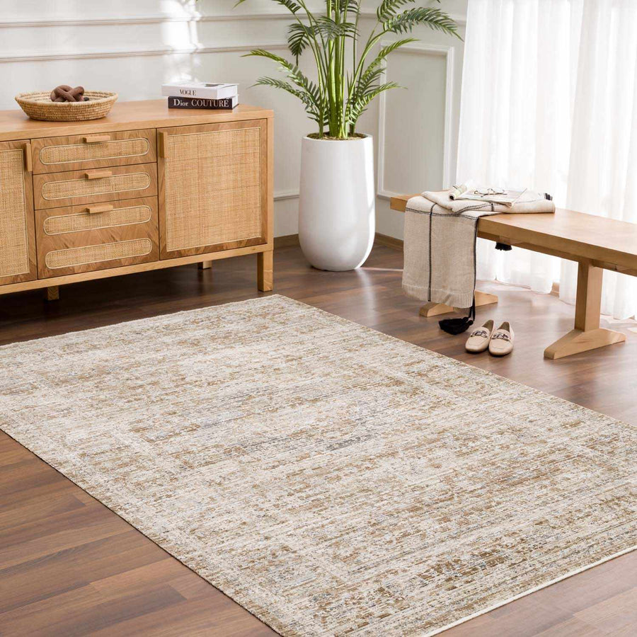 Aistys Washable Beige And Brown Machine Woven Outdoor Rug - The Rug Decor