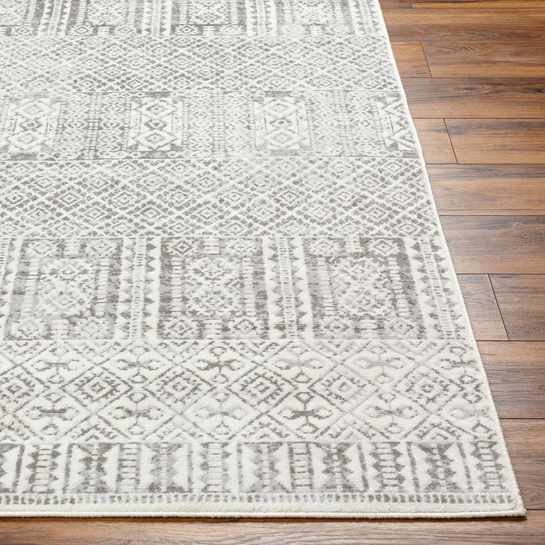 Akdiken Modern Geometrical Design Ivory And Gray Area Rug