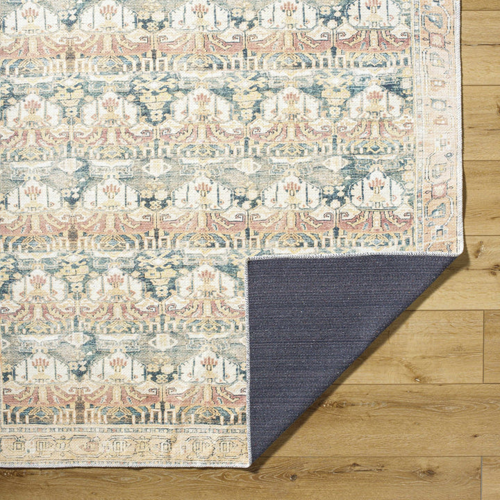 Akello Traditional Peach And Green Washable Area Rug - The Rug Decor