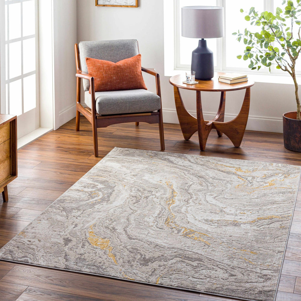 Akins Contemporary Abstract Beige Marble Rug - The Rug Decor